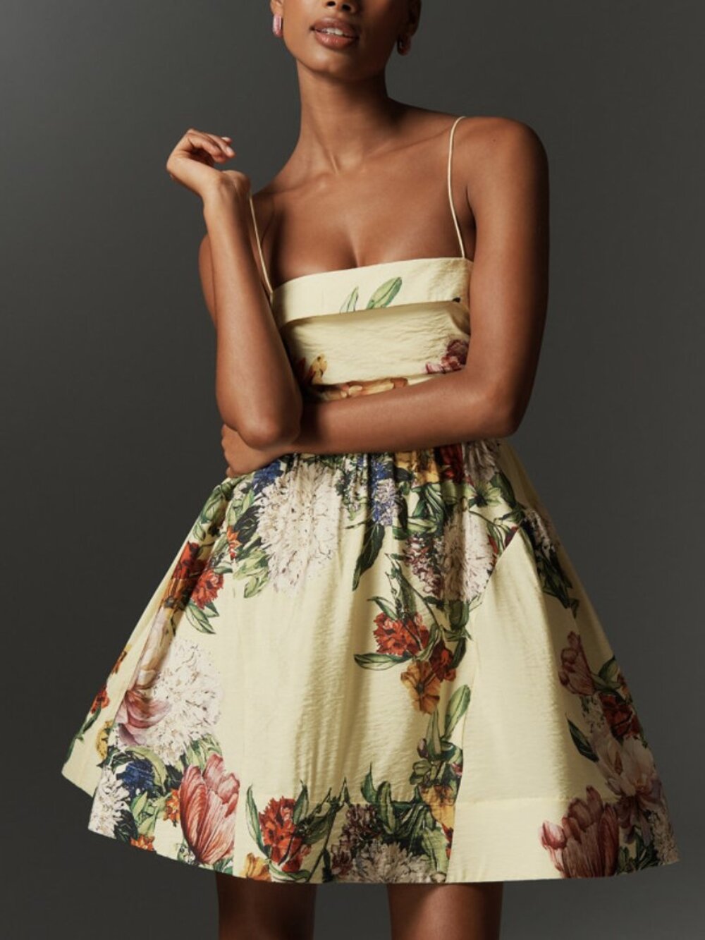 Anthropologie Maeve Yellow Floral Mini Dress Garden Party Dress Spring Women XL